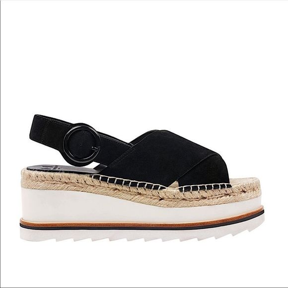 Marc Fisher Shoes - Marc Fisher Glenna Black Suede Espadrille Slingbac